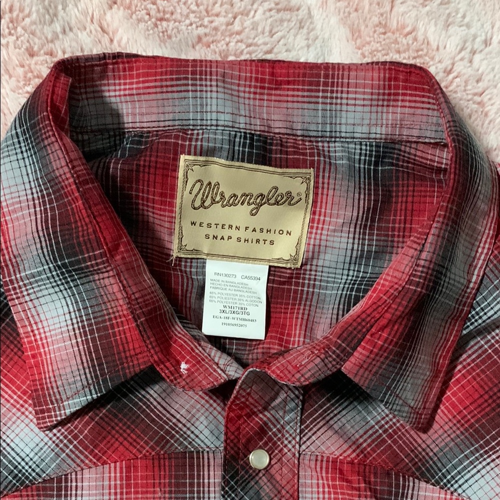 New Wrangler Men's Red and gray Plaid Shirt size 3XL